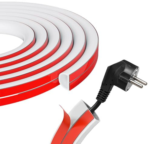 Chovbe Kabelkanal Selbstklebend 3M, Weißer Kabelkanal 15mm x 10mm, Flexible Kabelabdeckung zum Verstecken von Kabeln an Wand und Boden, Kabelschutz für Zuhause