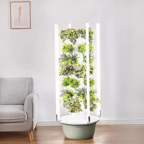 lylunnamsp Hydroponics Growing System Tower with Led Light, Vertical Hydroponic Garden Tower, Auto Water Circulate Hydroponics Tower for Herbs, Fruits and Vegetables,7 Layer
