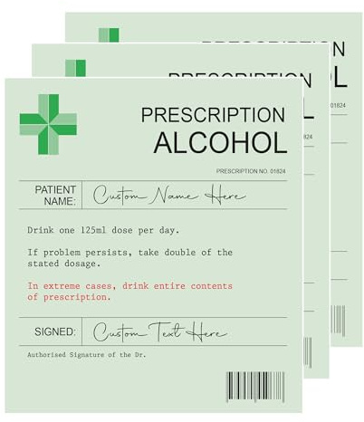 Personalised Prescription Wine Label Red White Rose Funny Alcohol Vinyl Sticker Novelty Gift Birthday Anniversary Funny Gifts for Women & Men. Teacher Gifts, Prescription Prosecco Gifts for Women. (3)