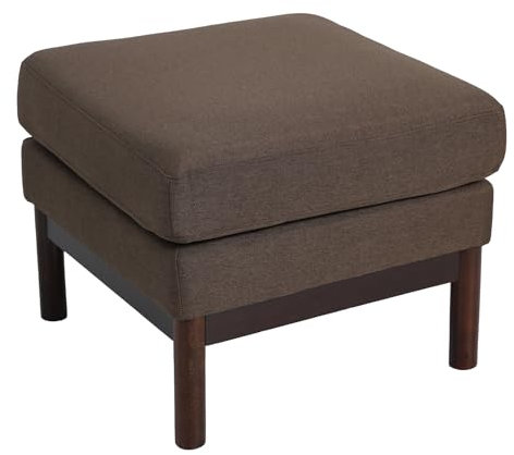 SVITA Holly Pouf Hocker Sitzbank Flur Schlafzimmer Wohnzimmer Fußstütze Schminktisch Stuhl modern gepolstert mit Stoffbezug Holzbeine Braun/Braun