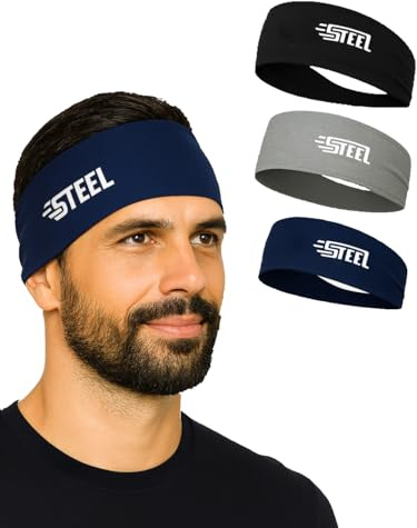 Fascia sportiva STEEL da uomo e donna, confezione da 3/6 | Antitraspirante, antiscivolo, elastica e ad asciugatura rapida