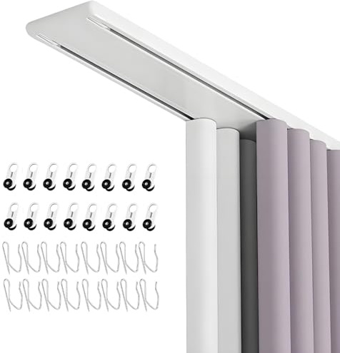 Generisch 2-Läufige Vorhangschiene, Gardinenstange Deckenmontage, Schiebevorhänge Leise Doppelreihige Gardinenschiene Aluminium Gardinenleisten Für Wohnzimmer Schlafzimmer Vorhänge(5.3m/17.4ft)