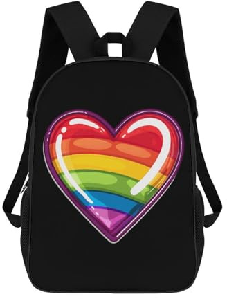 Stylischer Laptop-Rucksack Regenbogenflagge Herz LGBTQ Gay Stolz Studentenrucksack Moderner Rucksack Für Wandern, Camping, Reisen, 42X32X14Cm