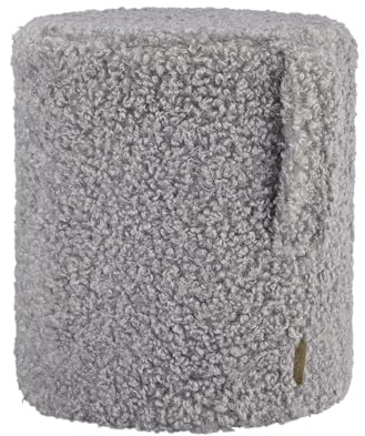 blomus Hocker -Teddy- | Farbe Sharkskin | Ø 35 x H 40 cm | Sitzhocker mit Trageschlaufe | Polsterhocker aus flauschigem Stoff