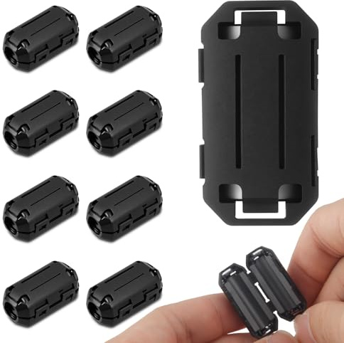 9 Stück aufsteckbarer Ferritringkern, RFI-EMI-Rauschunterdrücker, Ferritperlenring, Kabelclip für Kabel mit 3 mm/5 mm/7 mm/9 mm/13 mm Durchmesser, Signalrauschfilter, Rauschunterdrücker