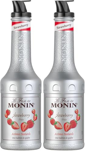 MONIN Strawberry Fruit Mix Puree 1L for Cocktails, Smoothies and Mocktails. Vegan-Friendly, Allergen-Free, 100% Natural Flavours and Colourings. 2-in-1 Strawberry Puree and Sugar Syrup Hybrid