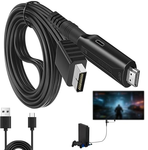 PS2 to HD Video Audio Multimedia Interface Cable,PS1/PS2 to HDMI Adapter Cable Supports 720P/1080P,HD Video Audio Multimedia Interface Cable Link for PS1/PS2 Game Consoles HDTV Monitor Projector