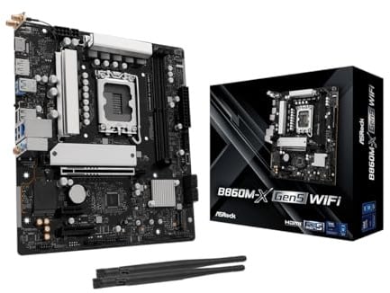ASRock B860M-X Gen5 WiFi LGA1851 Micro-ATX Motherboard, unterstützt Intel Core Ultra Series 2 Prozessoren, DDR5 9066+(OC), PCIe 5.0 x16, WiFi 6E, 2.5G LAN