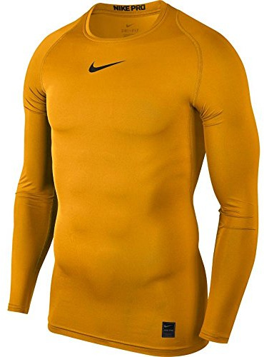 Nike Men M Np Top Ls Comp Long Sleeved T-Shirt - University Gold/Black, S-T