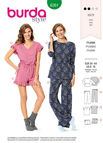 burda Schnittmuster Damen Pyjamas 6261 Gr. 34-44
