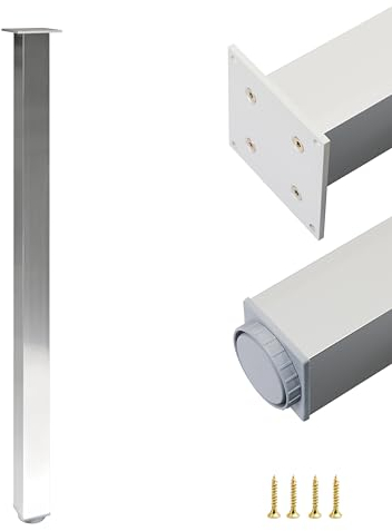 Tischbeine Höhenverstellbar Tischbeine Aluminium Metall Möbelfüße Für Tische Schreibtischbeine 1 Stück Querschnitt 60x60 mm im Quadrat Montagezubehör (1100 mm, Chrom)
