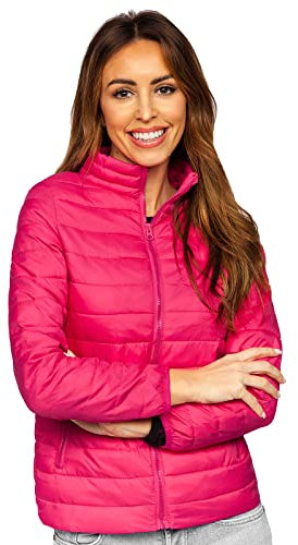 BOLF Donna Giacca mezza stagione Trapuntata Giubbino Piumino Cappuccio Cerniera a zip Tempo libero Sport Fitness Outdoor Basic Casual Style 1141 Rosa L [D4D]