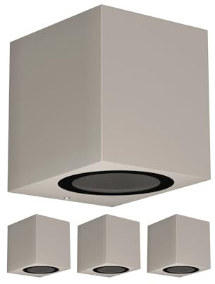 ledscom.de 4 Stück Wandleuchte ALSE für außen, IP54, Downlight, grau matt, eckig, 1x GU10 max. 35W