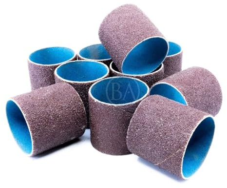 Benchmark Abrasives 2 x 2 Aluminum Oxide Abrasive Spiral Bands for Rotary Tools, Drum Sleeves for Sanding Deburring Blending Polishing on Metals Plastic Wood Rubber (10 Pack) - 80 Grit