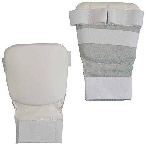 S.B.J - Sportland Faustschützer/Handschutz/Faustschutz für Karate Ju-Jutsu und SV aus Leder weiß, Gr. L