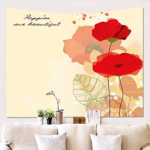 Bishilin Arazzo da Muro Rosa dei Venti Dipinta A Mano, Arazzo 100 per la Decorazione della casa (150x200cm)