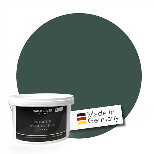 WALLCOVER PREMIUM Wandfarbe Grün 1L für 8m² | Harmonisches Tannengrün | Innenfarbe Edelmatt | Höchste Deckkraft Klasse 1 | Qualität aus Deutschland