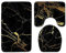 100 yeah Rutschfester Badteppich-Set, 3-teilig, Flanell-Badezimmerteppich, modische Marmor-Textur, weicher WC-Vorleger (50 x 80 cm, Schwarz/Gold)