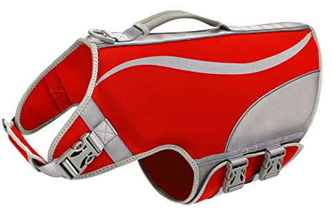 Schwimmweste für Hunde, Bequeme Neopren-Rettungswesten mit Klettverschluss & Einstellbar Rettungsweste