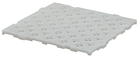 Kunststoff Bodenrost Bodenplatte für Sauna/Garten/Poolbereich 500 x 500 x 25 mm Weiß-Transparent