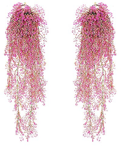 2 Stück künstliche Blume zum Aufhängen, künstliche Blumen, für den Außenbereich, Hängekorb, künstliche Blume, für Wanddekoration, Balkon, Garten, Haus, Innen, Hochzeit