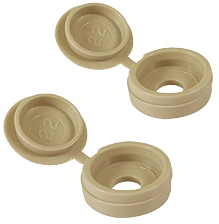 80 x Beige Fold Over Plastic Hinged Screw Caps / 17mm Large Cups & Covers