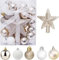 GOVITA Confezione 30 Palline di Natale Diametro 3 cm Addobbi e Decorazioni per Albero di Natale Valigia 30 Pezzi Palle di Natale Oro E Bianco, Gold andWhite, 30x, unità Addobbi albero di Natale