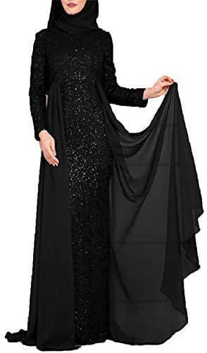 Muslimische Hochzeitskleider für Frauen,Fischschwanz Pailletten Abaya Islamic Dubai Middle East Türkei Kaftan Kleid