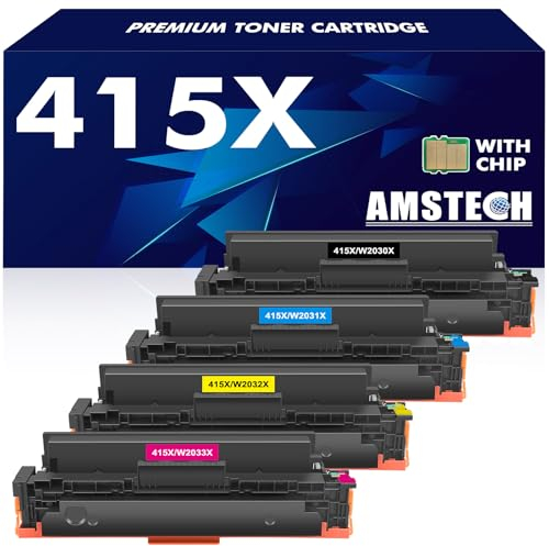 415X 415A M479fdw Toner Mit Chip Kompatibel für HP 415X 415A Multipack Color Laserjet Pro MFP M479fnw M479dw M479fdn M454dw M454dn W2030X W2031X W2032X W2033X W2030A 4-Pack (Schwarz Cyan Gelb Magenta)