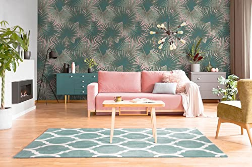 A.S. Création Livingwalls Travel Styles Vliestapete - Tapete mit Blattoptik in Grün und Petrol - stylische Wandtapete für verschiedene Räume in 1,59 m x 2,80 m