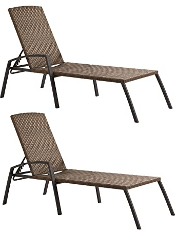 2er-Set Sonnenliegen Zena - 2 x Gartenliege - Multiposition - 204 x 65 x 77 cm - Stahl - Polyethylen - 4 Positionen - Stapelbar - Liegestuhl