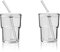 cosnou 13OZ/400ML Ice Coffee Glass Tumbler with Straw and Lid Sealed Carry On, Thick Wall Water Glass Cup Mug Tea （Clear） 2 Pack