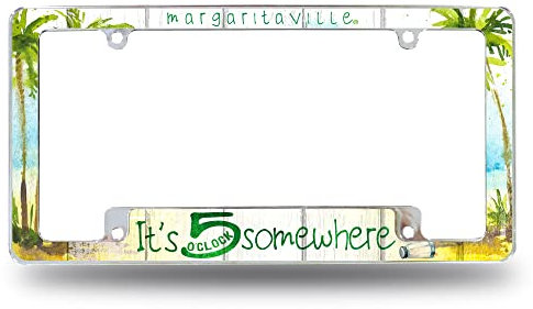 Rico Industries Margaritaville 5 O'Clock Nummernschild-Rahmen für Auto/LKW/SUV, 30,5 x 15,2 cm, Chrom