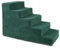 BOUTIQUE ZOO Hundetreppe 50 cm hoch | Katzentreppe Haustiertreppe | 5 Stufen | Hunde Katzen Haustier | für Bett und Auto | Trepp für kleine Hund | Plüschbezug | Farbe: Grün