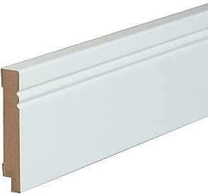 Kosche | Sockelleiste | Avantgarde | Hamburger Profil | MDF Foliert | 19 x 120 x 2500 mm | Weiß | Fußleiste | Hochwertig | Robust | 2.5 Meter