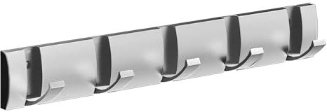 HERCHR Porte-Manteau Mural, Porte-Manteau Pliant Porte-Manteau Flottant Mural Cintre Peu Encombrant avec 5 Crochets Rétractables pour Accrocher Les Manteaux(Argent)