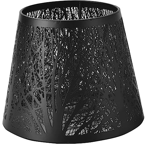 Caoruiy Small Lamp Shade,Barrel Metal Lampshade with Pattern of for Table Chandelier Wall Lamp Black