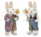 Gry & SIF Osterhasen Figuren klein zum Aufhängen oder Hinstellen, aufwendige Handarbeit mit vielen Details, Fairtrade, Osterdeko aus Filz | 1 x Deko Häschen mit Kleid, Latzhose & Margeriten. 15 cm