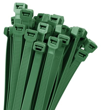 Armpow 18 inch Gaeden Green Zip Ties Heavy Duty 100 PACK, 200 LBS Ultra Exclusive Strong Plastic Wire Ties, Large Cable Ties Extra Long Tie Wraps, Indoor and Outdoor UV Resistant