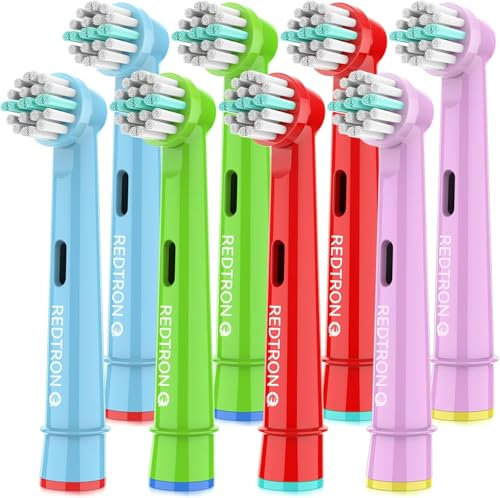 REDTRON-Kinder-Elektrische-Zahnbürstenköpfe Kompatibel mit Oral B, Soft Bristles Kinder-Zahnbürstenköpfe, Kinder-Ersatz-Zahnbürstenkopf für empfindliche Zähne und Zahnfleisch (8er-Pack)