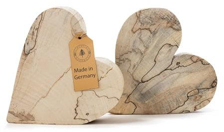 Libertine Woodwork 2 Herzen - Handgefertigte Holzherzen aus gestocktem Buchenholz, Nachhaltige Deko-Artikel, Unikate, Umweltfreundlich, Perfektes Geschenk für Hochzeit, Valentinstag, Jubiläum