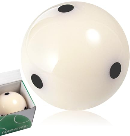DONZWIYES Pro-Cup Pool Cue Ball 2 1/4 6 Black Dots AAA-Grade Regulation Size Pool Billiard Training Cue Ball(1 Pack)
