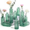 ComSaf Glass Bud Vases Set of 12, Small Diamond Bud Vases in Bulk, Mini Flowers Vases for Centerpieces, Vintage Decor Centerpiece for Table, Wedding Recepetion, Home, Gift (Green)