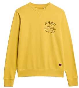 Superdry Herren Copper Label Grafik-Sweatshirt mit Rundhalsausschnitt Pigment Gelb XL