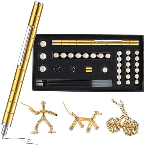 MORAINJAY Kugelschreiber Fidget Pen, Magnet Stift Gravity Pen, Mehrfarbig Lustige Multifunktions Stift, Magnetstift mit Stylus Stift und Stressabbau Geschenk Toys für Junge Männer Frauen (Gold)
