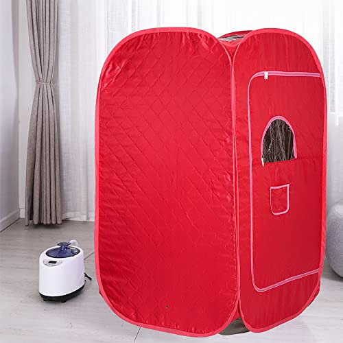 Sauna, mini sauna à vapeur pour la maison, sauna portable avec télécommande, espace de sauna portable peut soulager la fatigue, la perte de poids (rouge C)