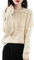 Chanyarn Women's 100% Merino Wool Crew Neck Sweater 2025 Fall Winter Solid Cable Long Sleeve Warm Knitted Sweater, Beige, M