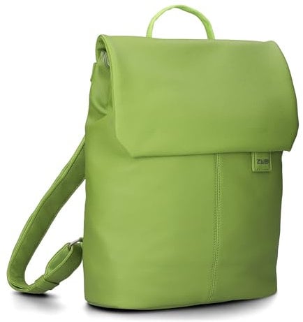 Zwei Damen City-Rucksack Mademoiselle.M MR13 Tagesrucksack 7 Liter, gepolstertes Laptopfach, Magnet-Verschlussklappe, Hauptfach mit Reißverschluss, Rückenpolsterung, klassisch-elegant (kiwi)
