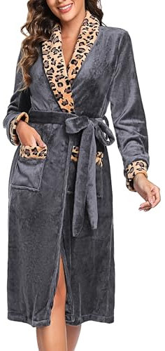 Marvmys Vestaglia Donna Invernale Pile Caldo Elegante Vestaglie Accappatoio Morbidissimo con Cintura e Tasca Stile F L