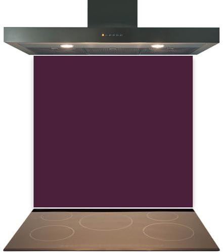 C2G Coloured Toughened Glass Splashback for Kitchen, Tempered Heat-Resistant Glass Splashbacks with Polished Edges for Cooker and Hob Backsplash (Dark Purple, 60 x 75cm)